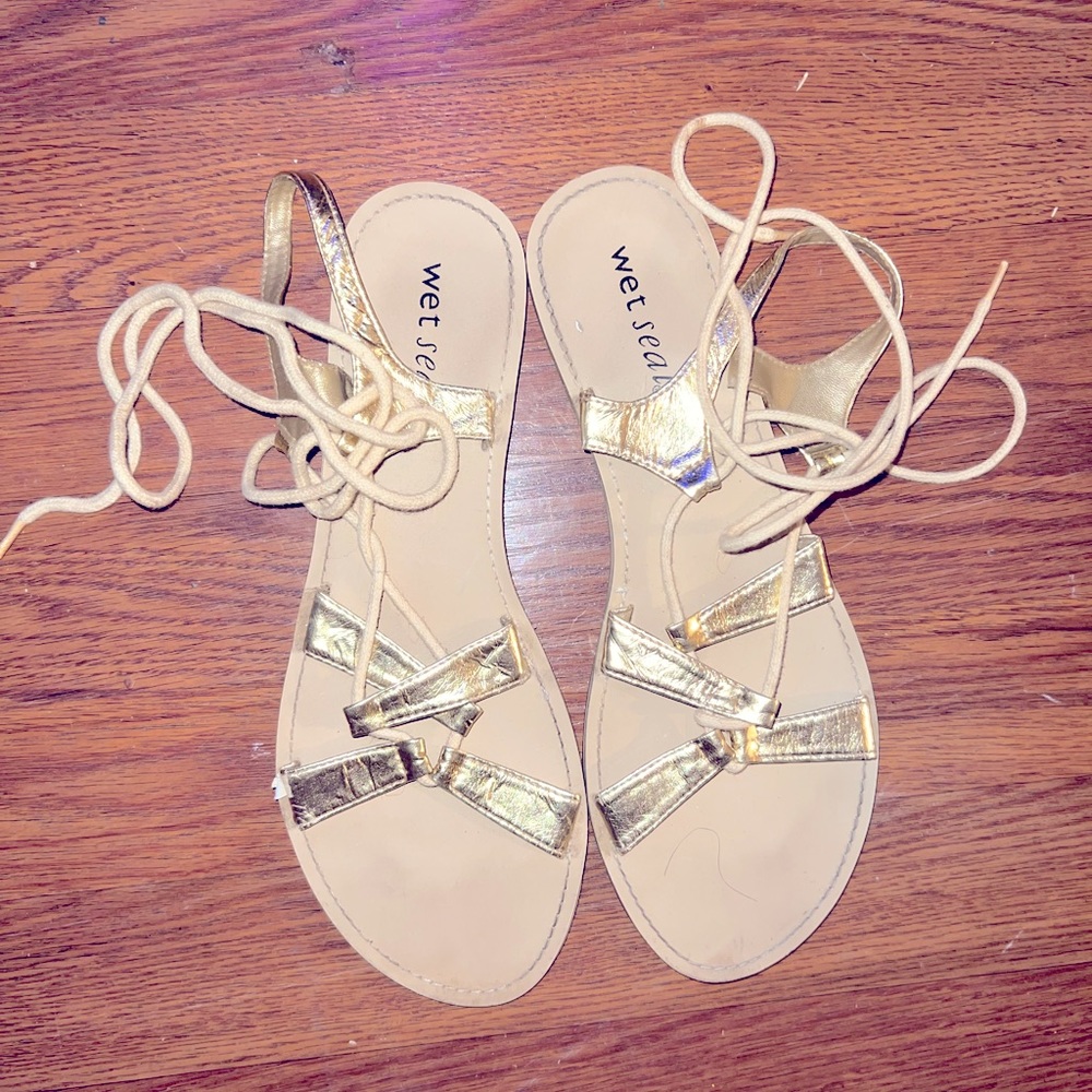 Gold gladiator sandals